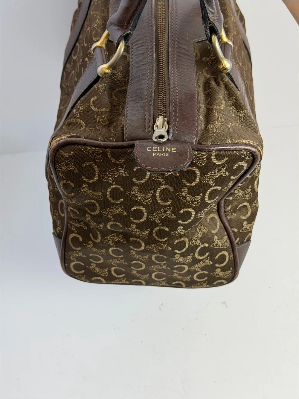 Vintage Old Celine Boston Bag Monogrammed Canvas